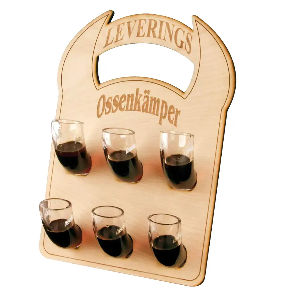 Hoorndrager plank met glazen